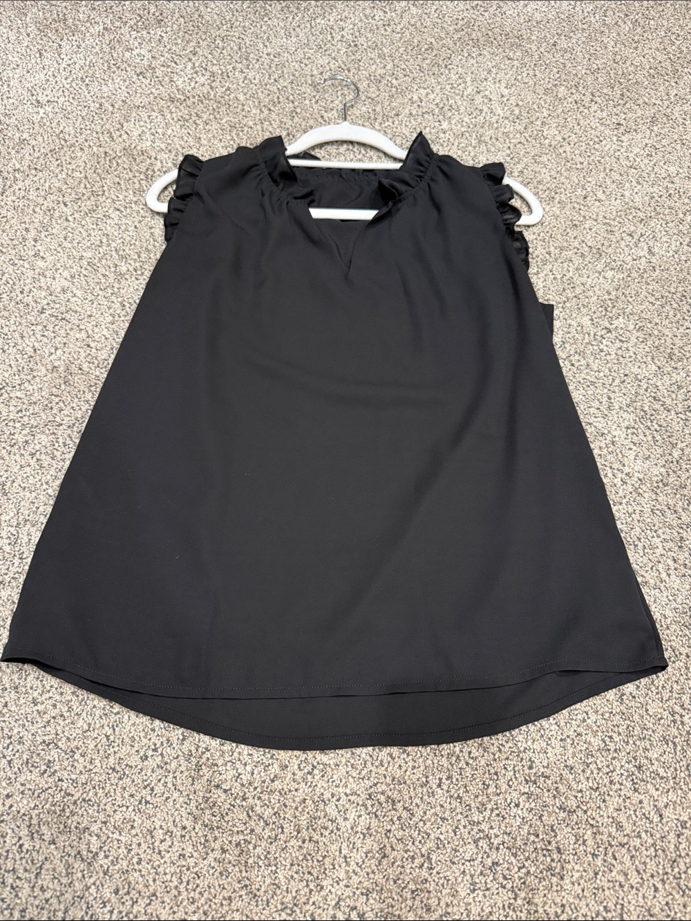 Ruffle-Trim Black Sleeveless Camisole